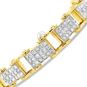 10K Solid Yellow Gold 6.33CT tw Round Cut Diamond 11.5mm Bracelet