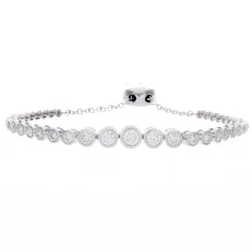 1.10ct 14k White Gold Diamond Bezel Bolo Bracelet