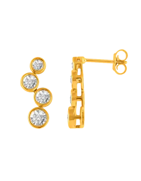 14ct Yellow Gold Diamond Drop Earrings - 783607