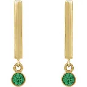 14K Gold Dangle Earrings with 2.5 mm Round Gemstones