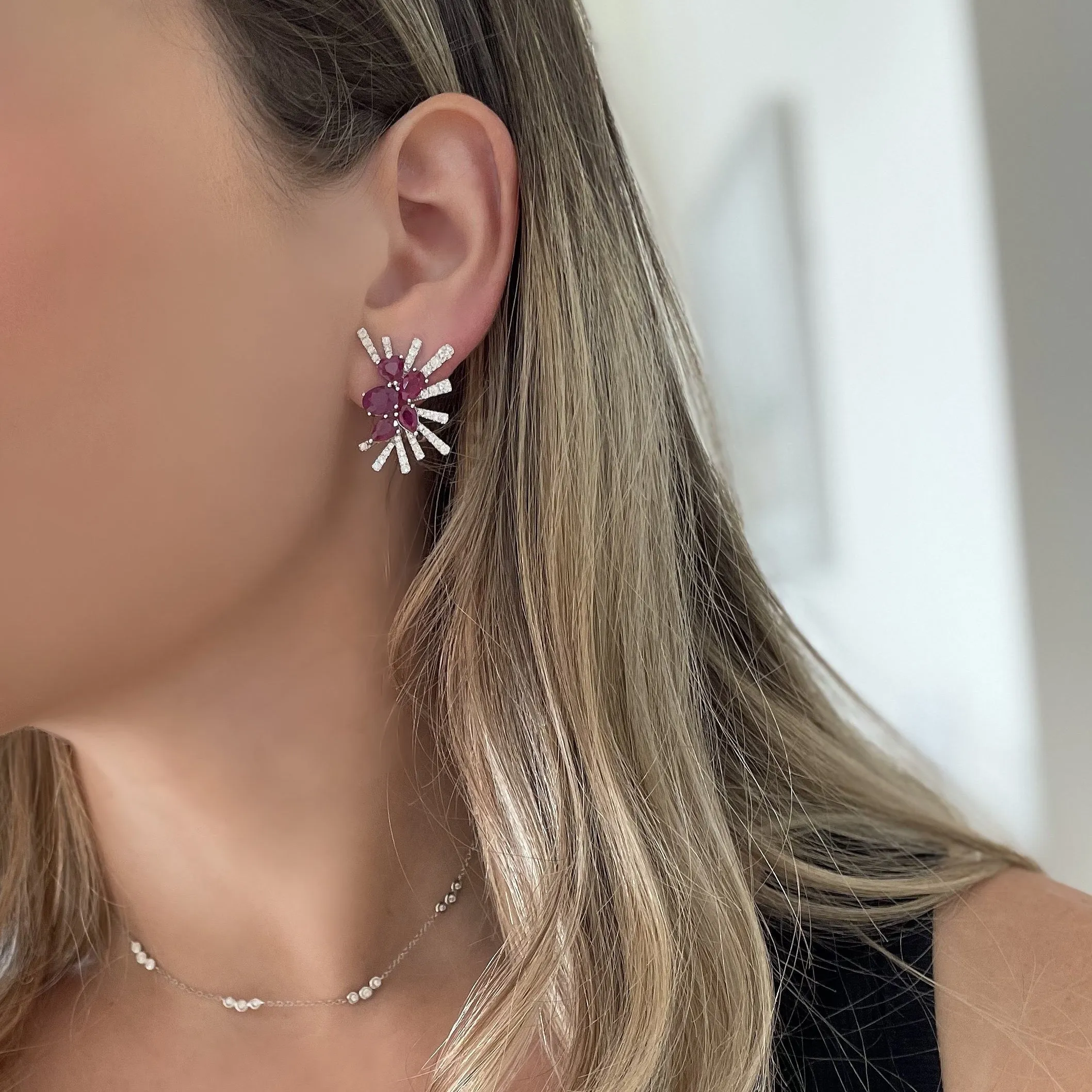 14K GOLD DIAMOND RUBY ABBY EARRINGS