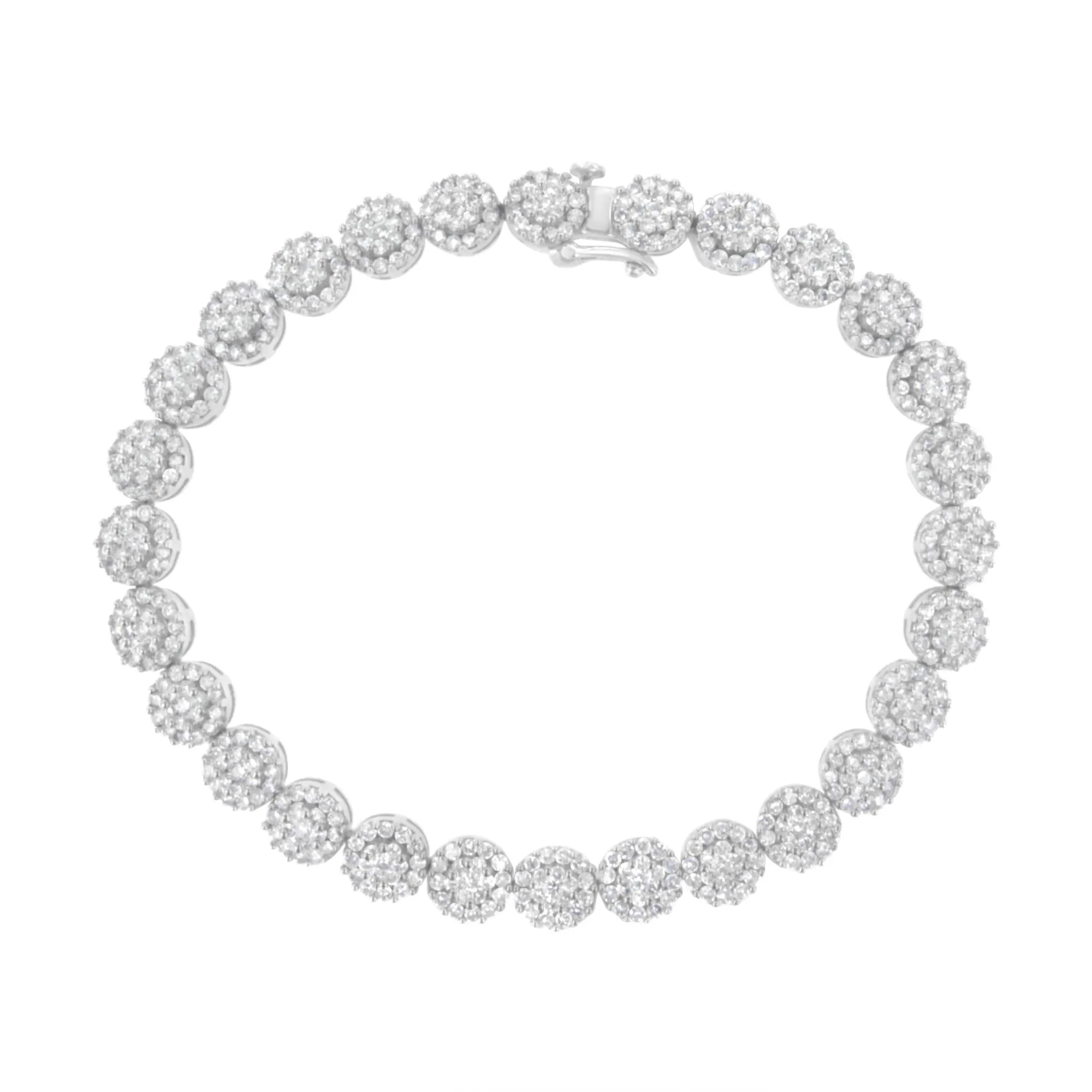 14K White Gold 3-3/4 Cttw Round-Brilliant Cut Diamond 7-1/4" Round Clu