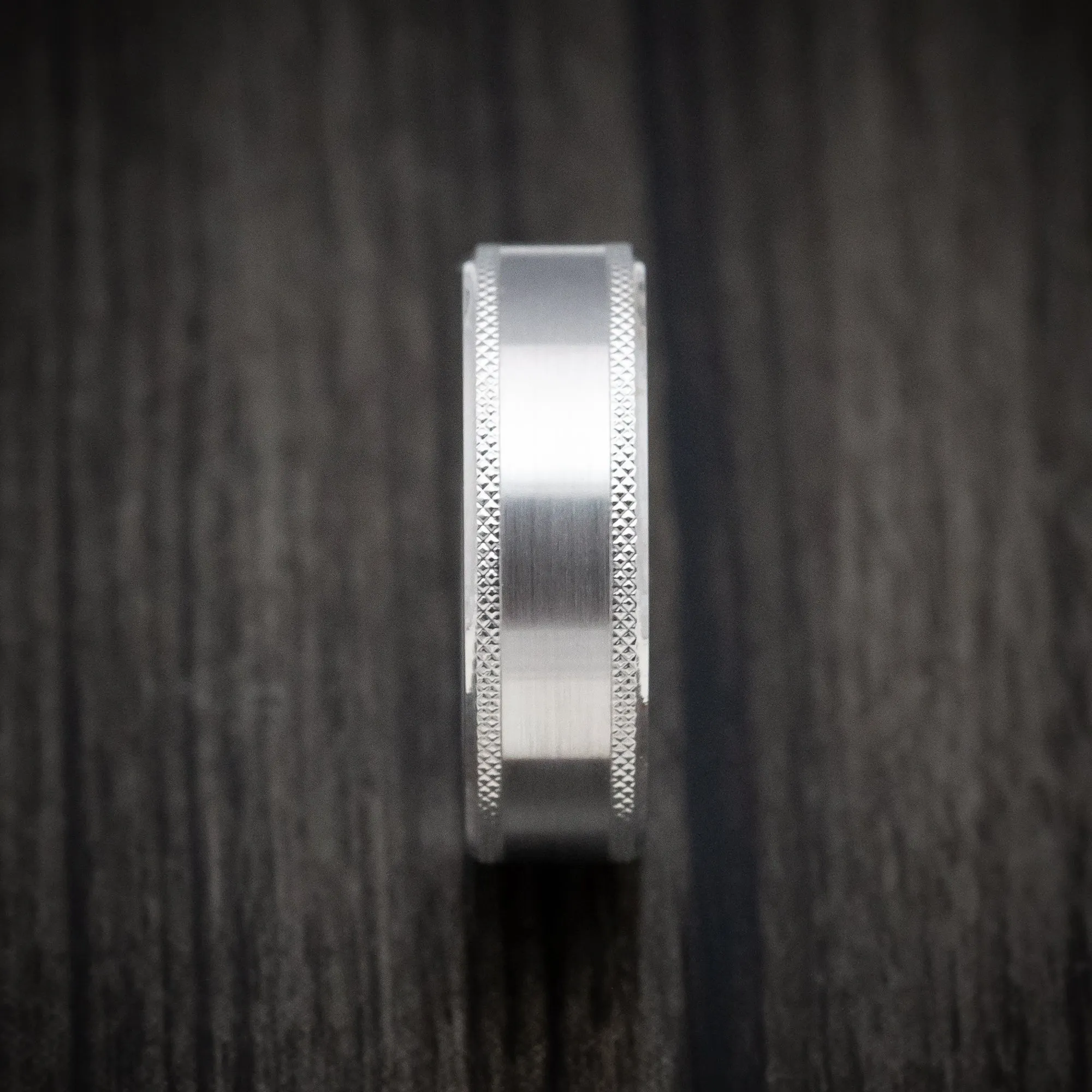 14K White Gold Knurled Classic Wedding Men's Band