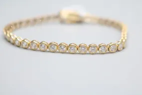 14k Yellow Gold Fancy Bracelet w/Clear Stones (Length 7")