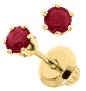 14KY 3mm Ruby Children's Screw Back Earrings