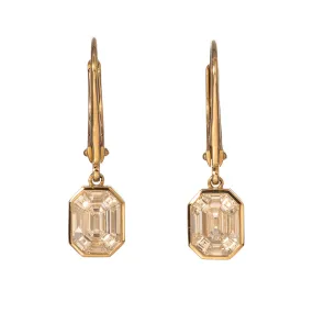 1.55ctw Diamond Emerald-Cut Illusion 14K Gold Drop Earrings