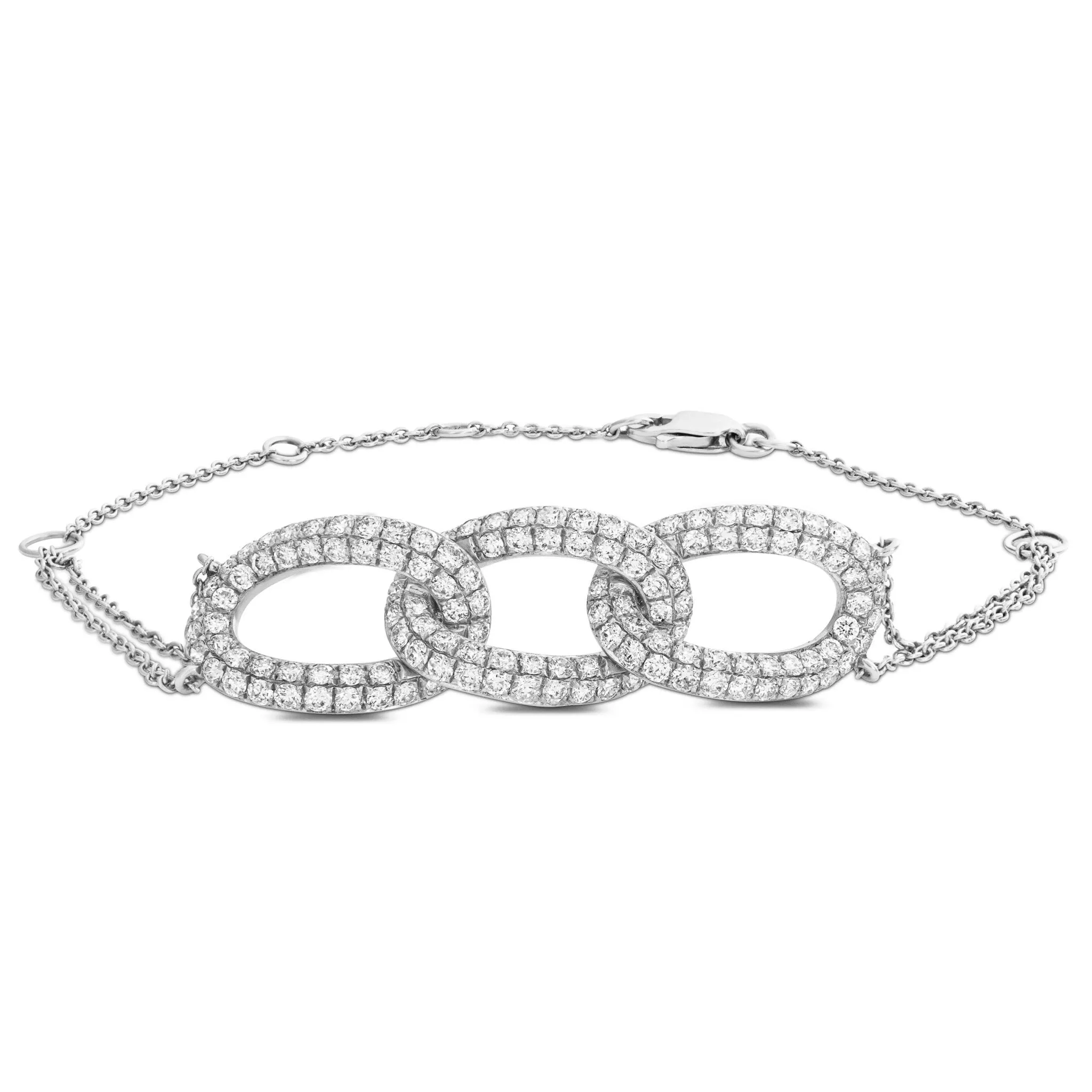 18K Gold 2.24ct Three Link Diamond Bracelet