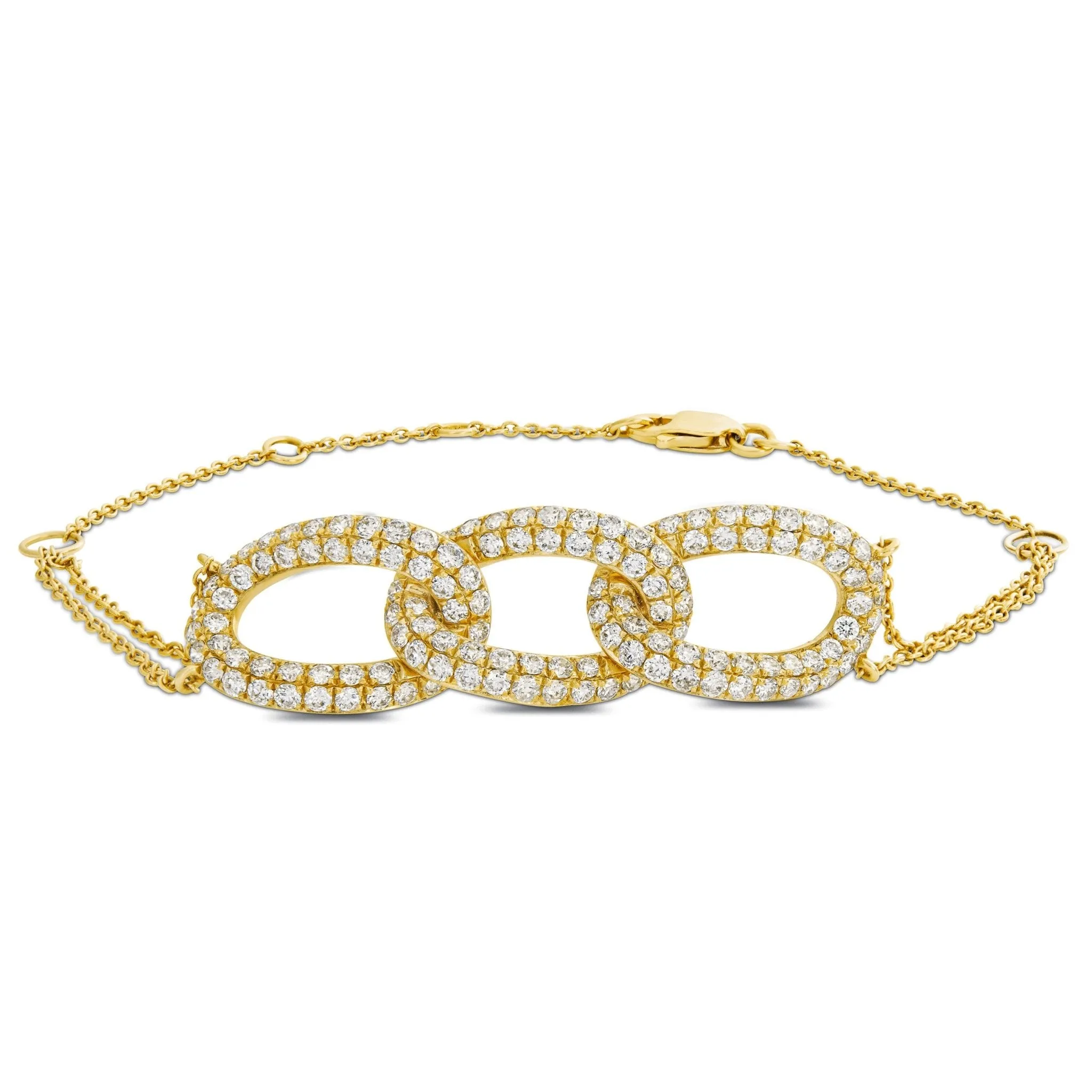 18K Gold 2.24ct Three Link Diamond Bracelet