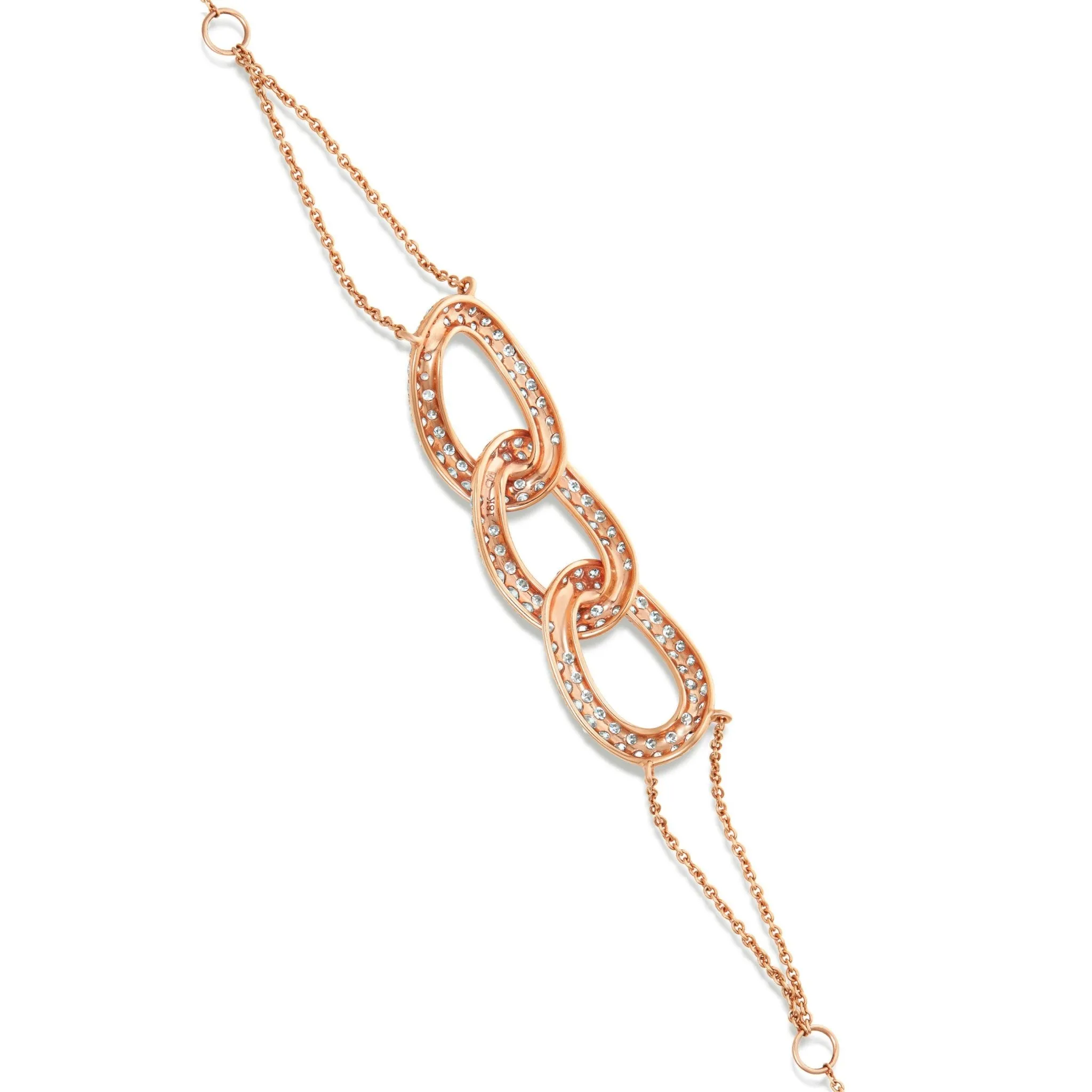 18K Gold 2.24ct Three Link Diamond Bracelet