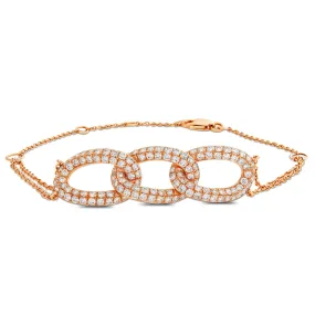 18K Gold 2.24ct Three Link Diamond Bracelet