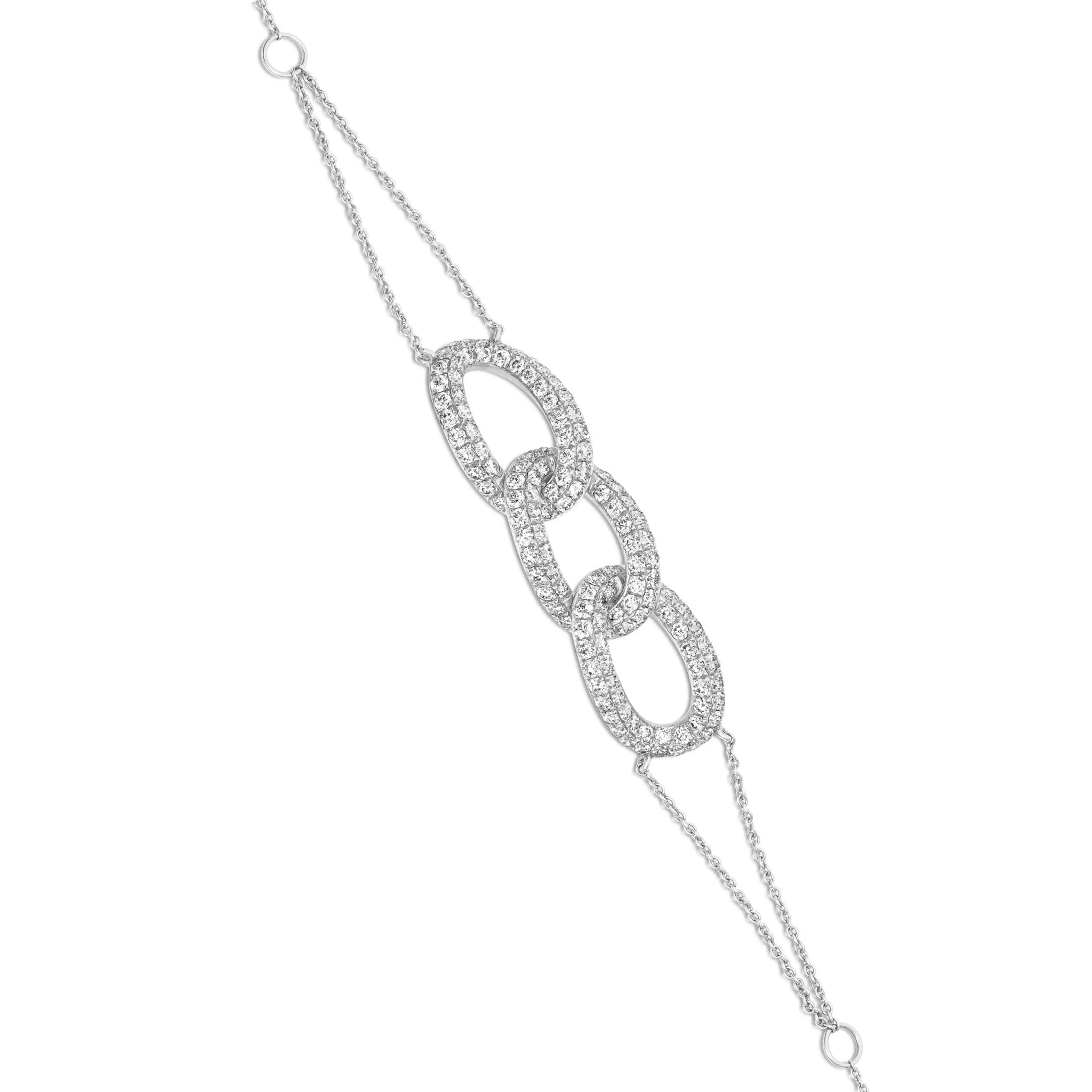 18K Gold 2.24ct Three Link Diamond Bracelet