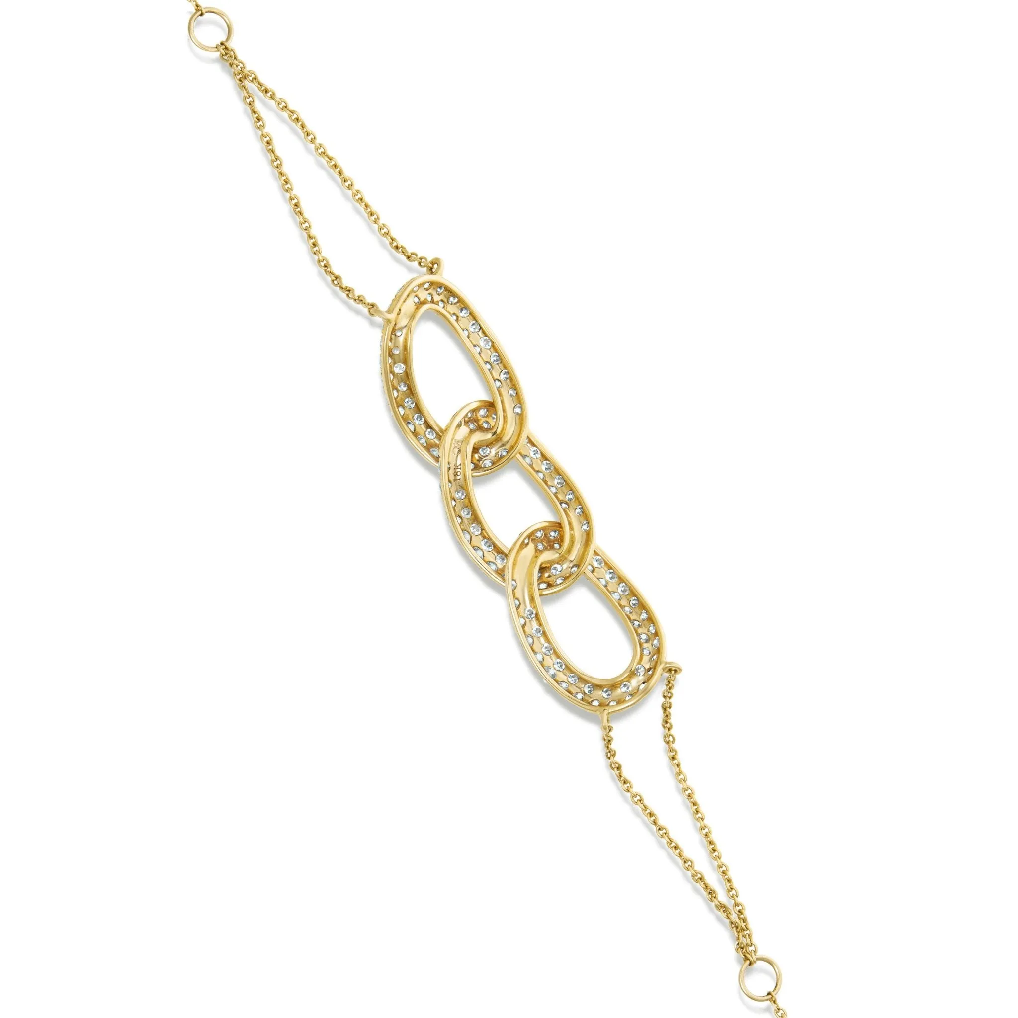 18K Gold 2.24ct Three Link Diamond Bracelet