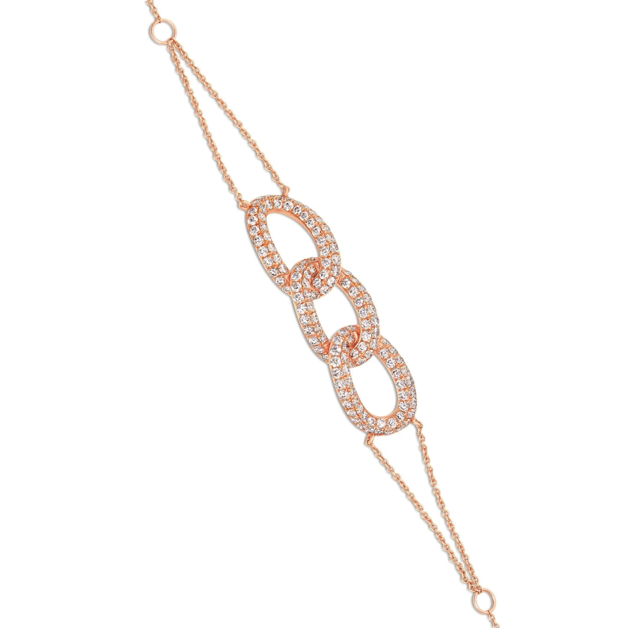 18K Gold 2.24ct Three Link Diamond Bracelet