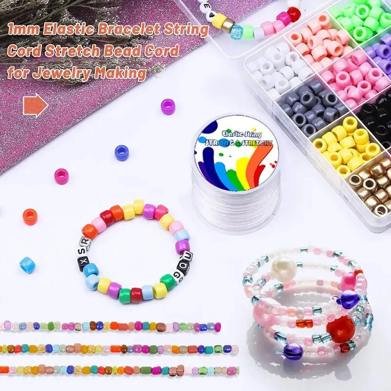 1mm 100m/328ft Elastic Bracelet String Cord Stretch Bead Cord For Jewelry Making And Bracelet Making