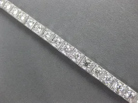 3.61CT DIAMOND 18KT WHITE GOLD CLASSIC SQUARE FILIGREE MILGRAIN TENNIS BRACELET