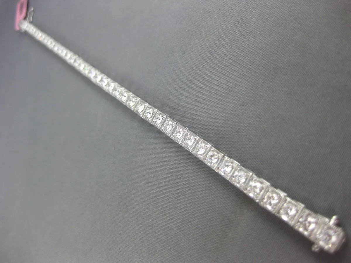 3.61CT DIAMOND 18KT WHITE GOLD CLASSIC SQUARE FILIGREE MILGRAIN TENNIS BRACELET