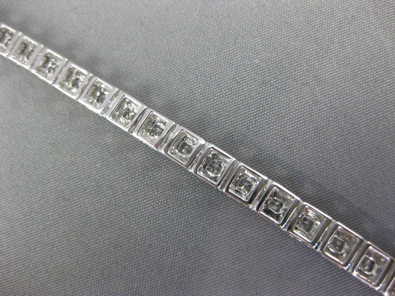 3.61CT DIAMOND 18KT WHITE GOLD CLASSIC SQUARE FILIGREE MILGRAIN TENNIS BRACELET