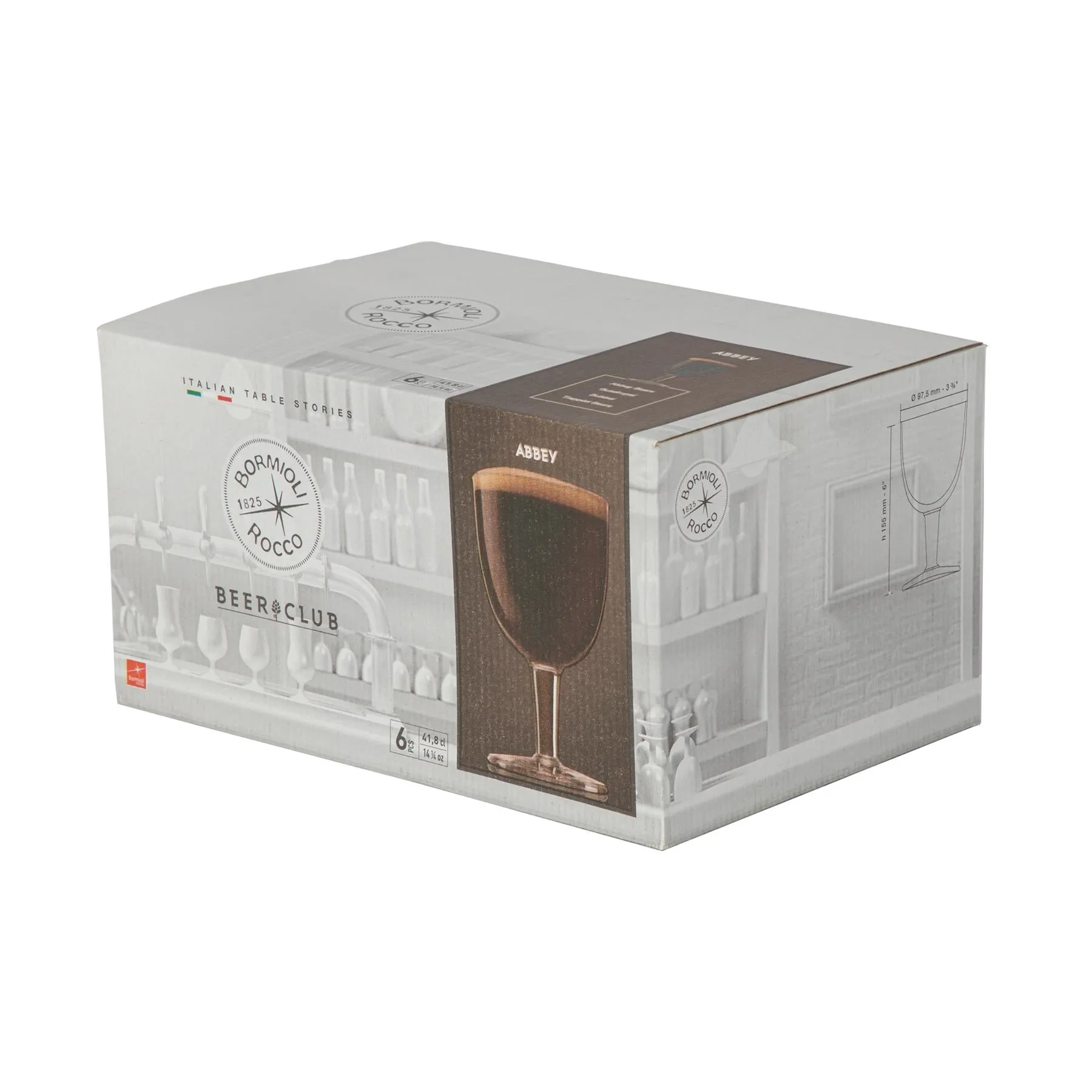 418ml Craft Beer/Ale Abbey Glasses - Pack of Six - By Bormioli Rocco