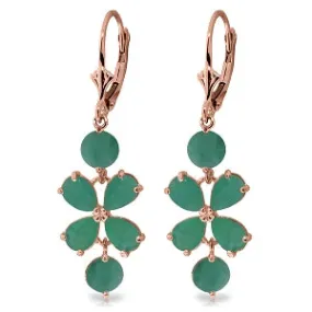 5.32 Carat 14K Solid Rose Gold Chandelier Earrings Natural Emerald