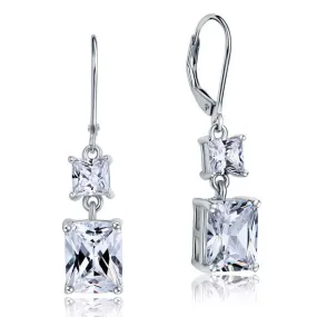 8 Carat Princess Cut Created Diamond Dangle Drop 925 Sterling Silver Earrings XFE8095