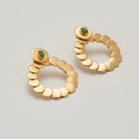 Abigail Colombian Raw Emerald & 24k Gold Plated 2 In 1 Earrings