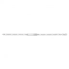 Acotis Silver  Id Bracelet Figaro PaveG2278