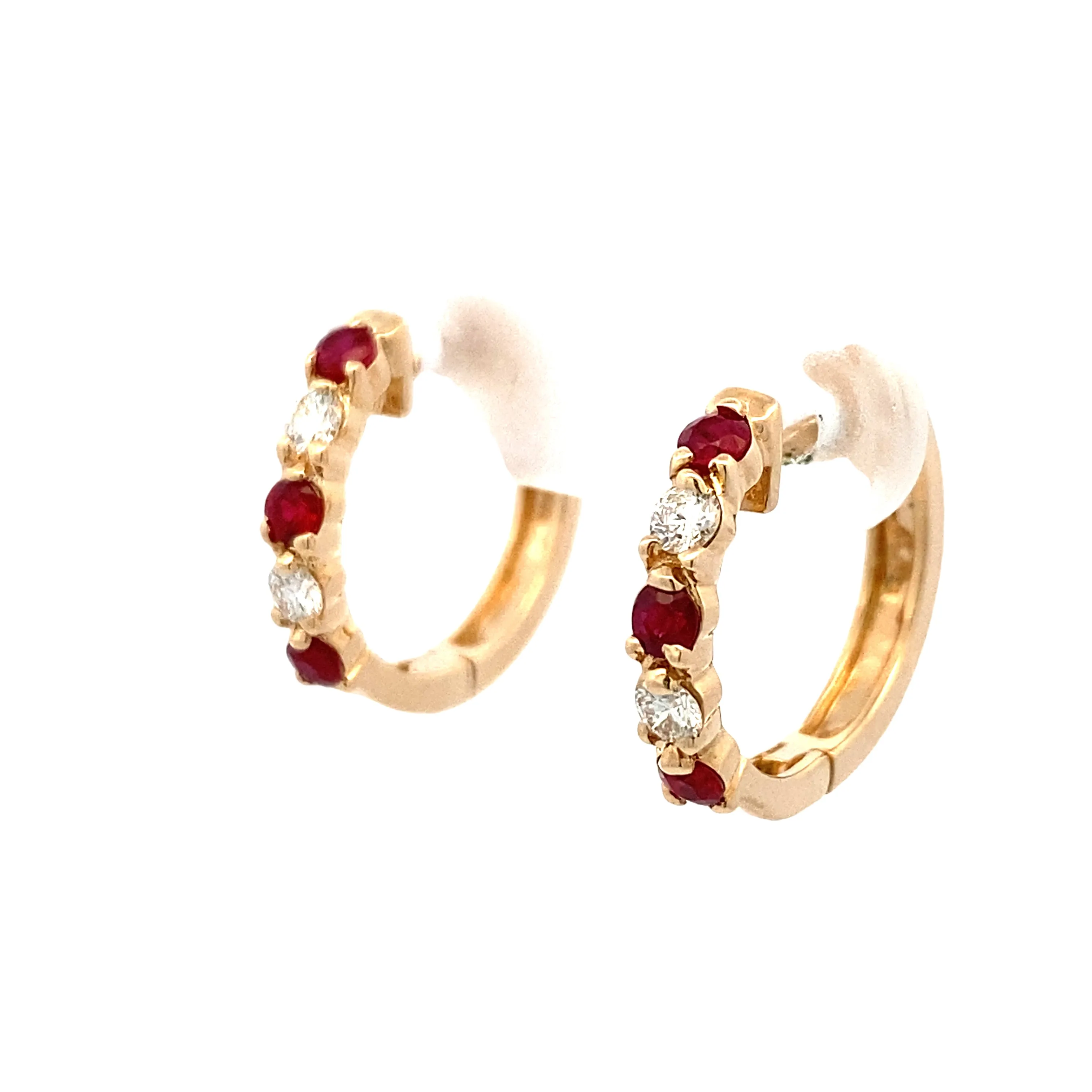 Allison Kaufman Co. Yellow Gold Ruby and Diamond Earrings