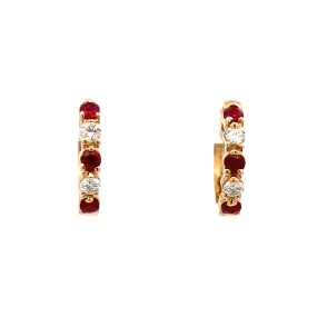 Allison Kaufman Co. Yellow Gold Ruby and Diamond Earrings