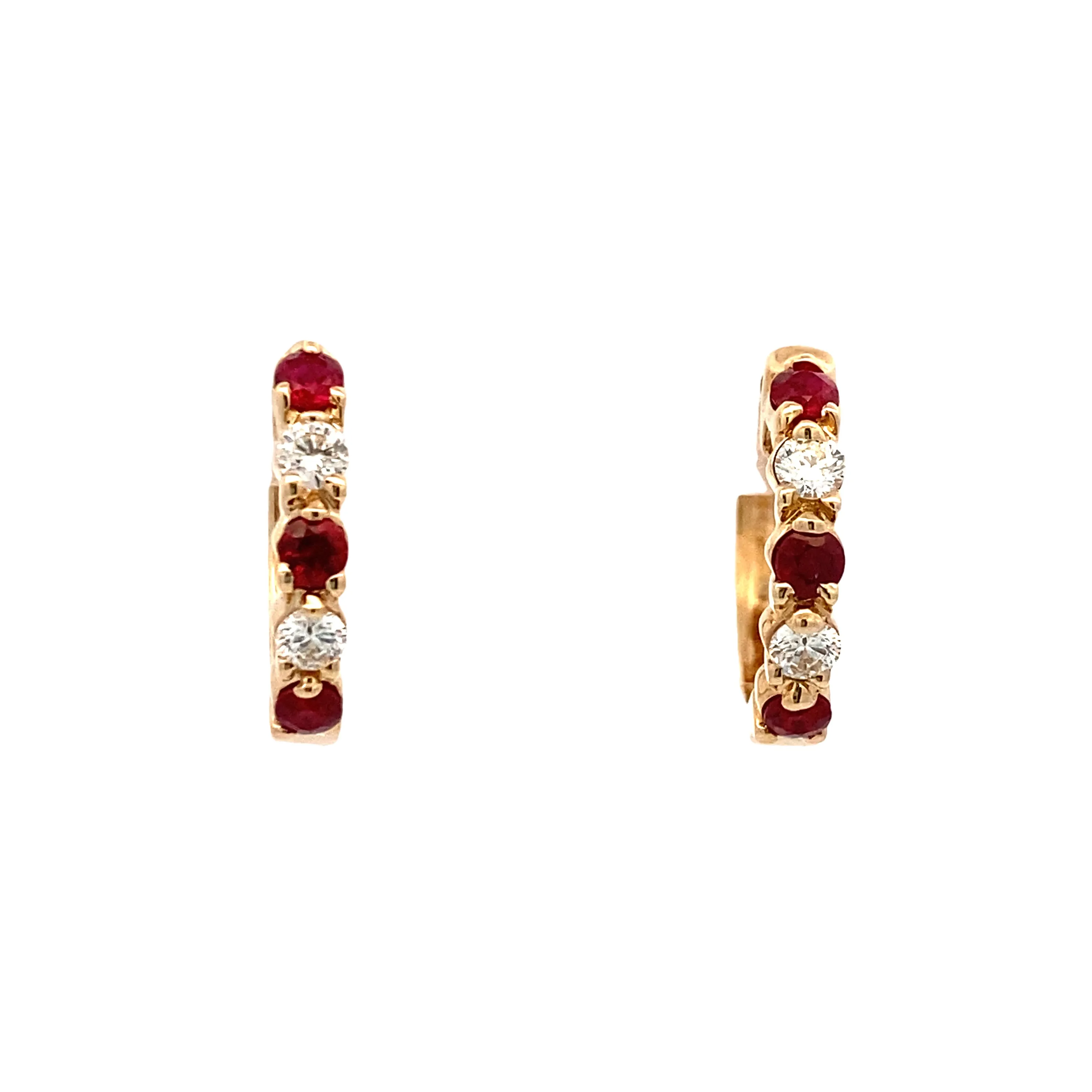 Allison Kaufman Co. Yellow Gold Ruby and Diamond Earrings
