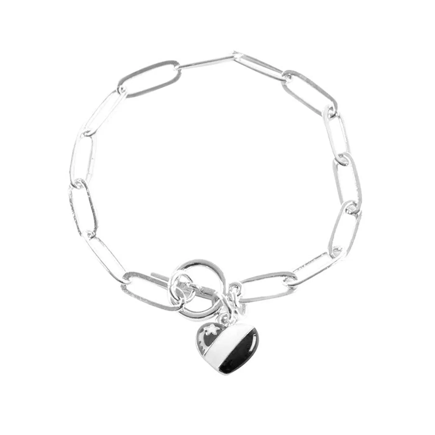 American USA Flag Heart Charm Toggle Bracelet