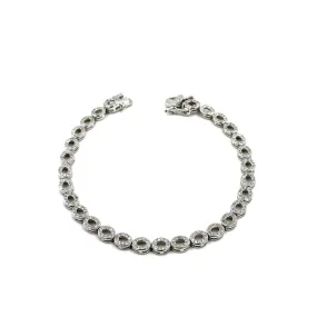 Ashley Gold Sterling Silver CZ Circle Bead Set Tennis Bracelet