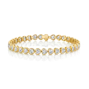 BEZELED HEART DIAMOND TENNIS BRACELET