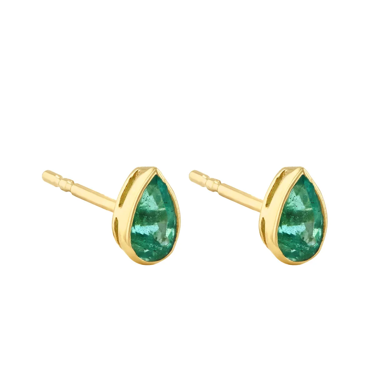 Bijou Collection 0.45ct Pear Cut Emerald Stud Earrings | 9K Yellow Gold