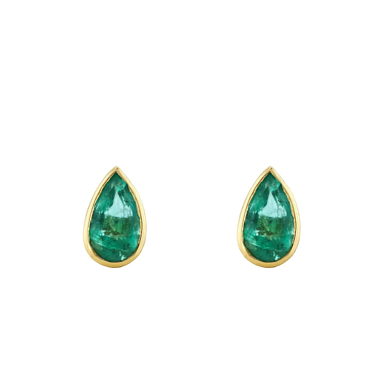 Bijou Collection 0.45ct Pear Cut Emerald Stud Earrings | 9K Yellow Gold