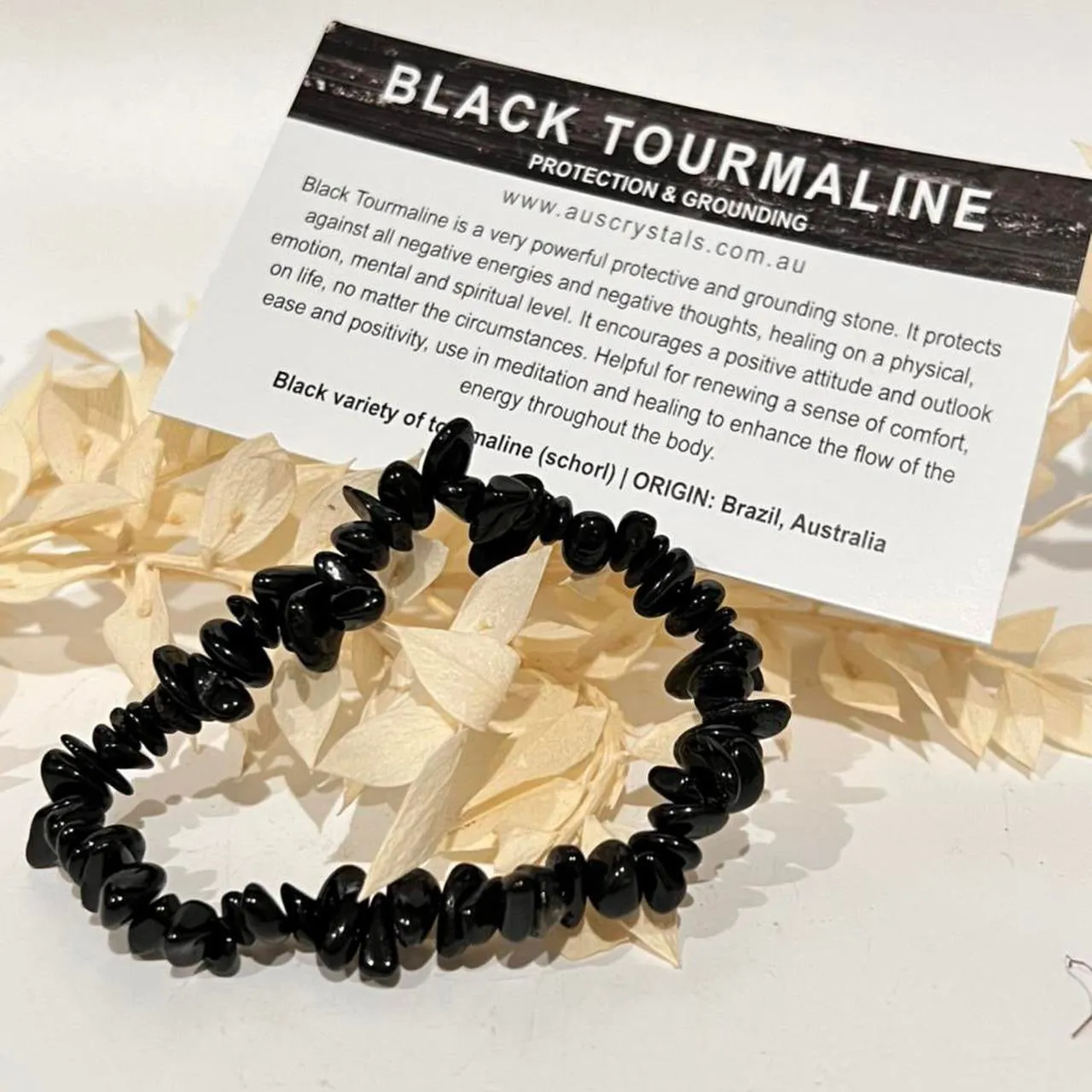Black Tourmaline Crystal chip bracelet