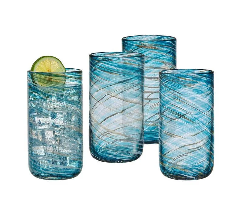 Blue Swirl Glassware