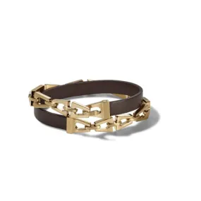 BULOVA - CLASSIC BROWN LEATHER DOUBLE WRAP BRACELET J97B001M