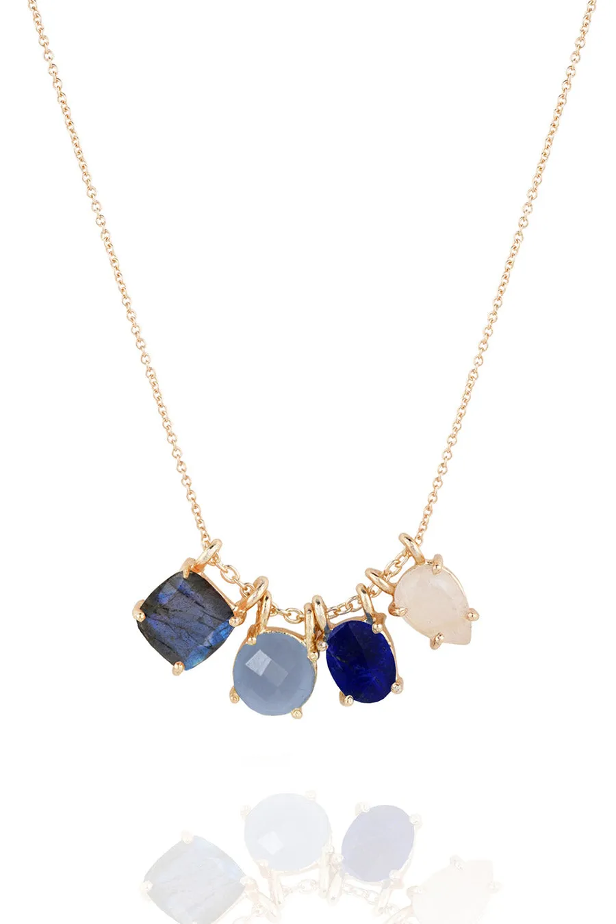 Cerulean Multi Gem Cluster Necklace