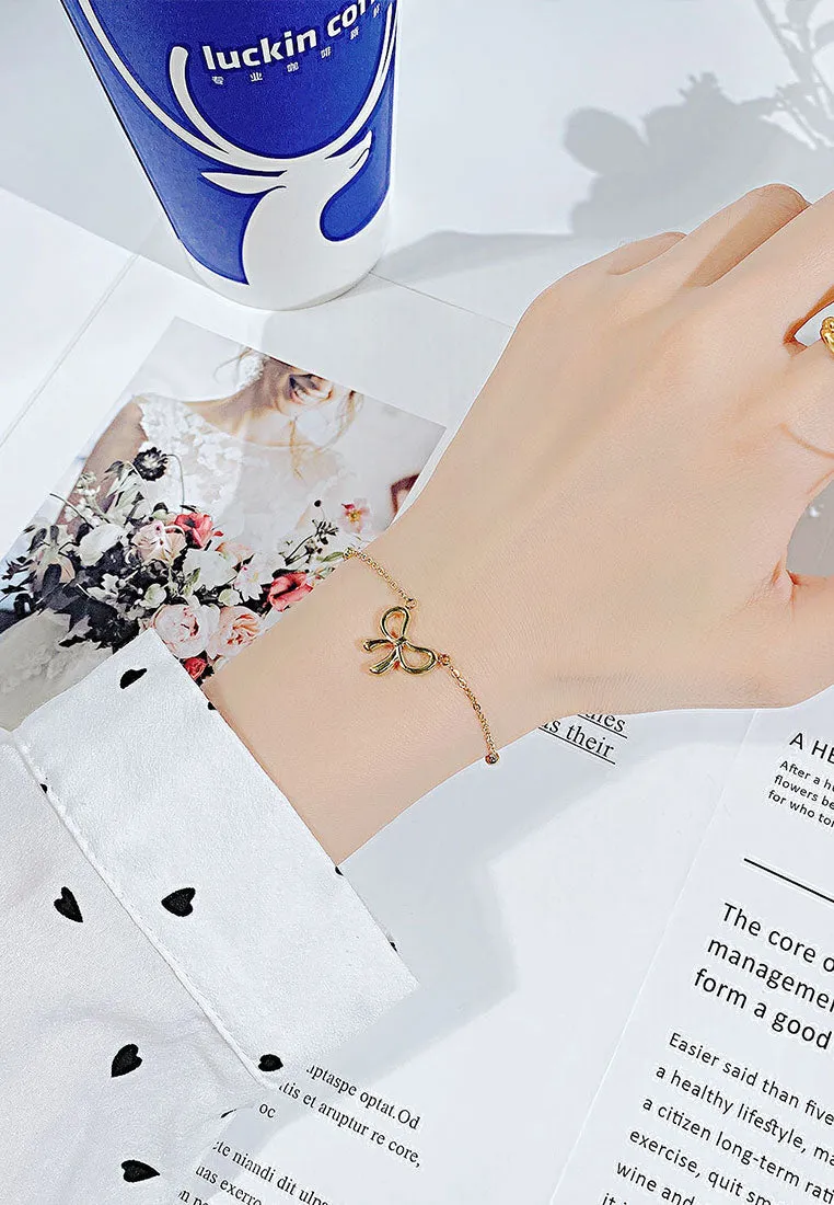 Chloe Ribbon Pendant on Beads Chain Bracelet