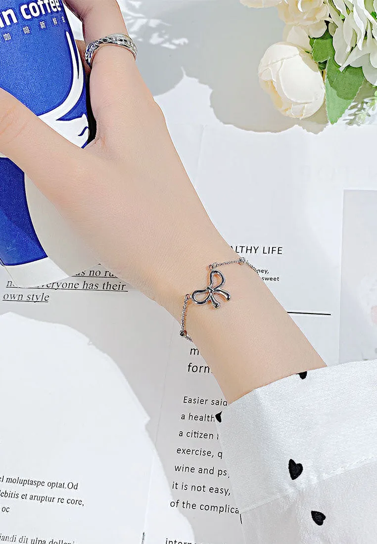 Chloe Ribbon Pendant on Beads Chain Bracelet
