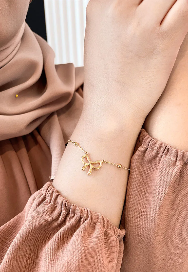 Chloe Ribbon Pendant on Beads Chain Bracelet