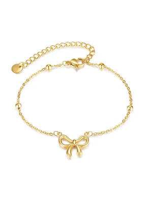 Chloe Ribbon Pendant on Beads Chain Bracelet