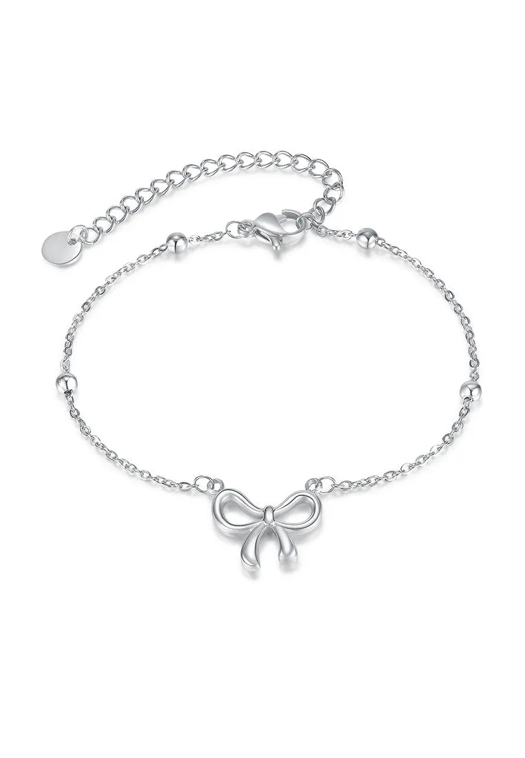Chloe Ribbon Pendant on Beads Chain Bracelet
