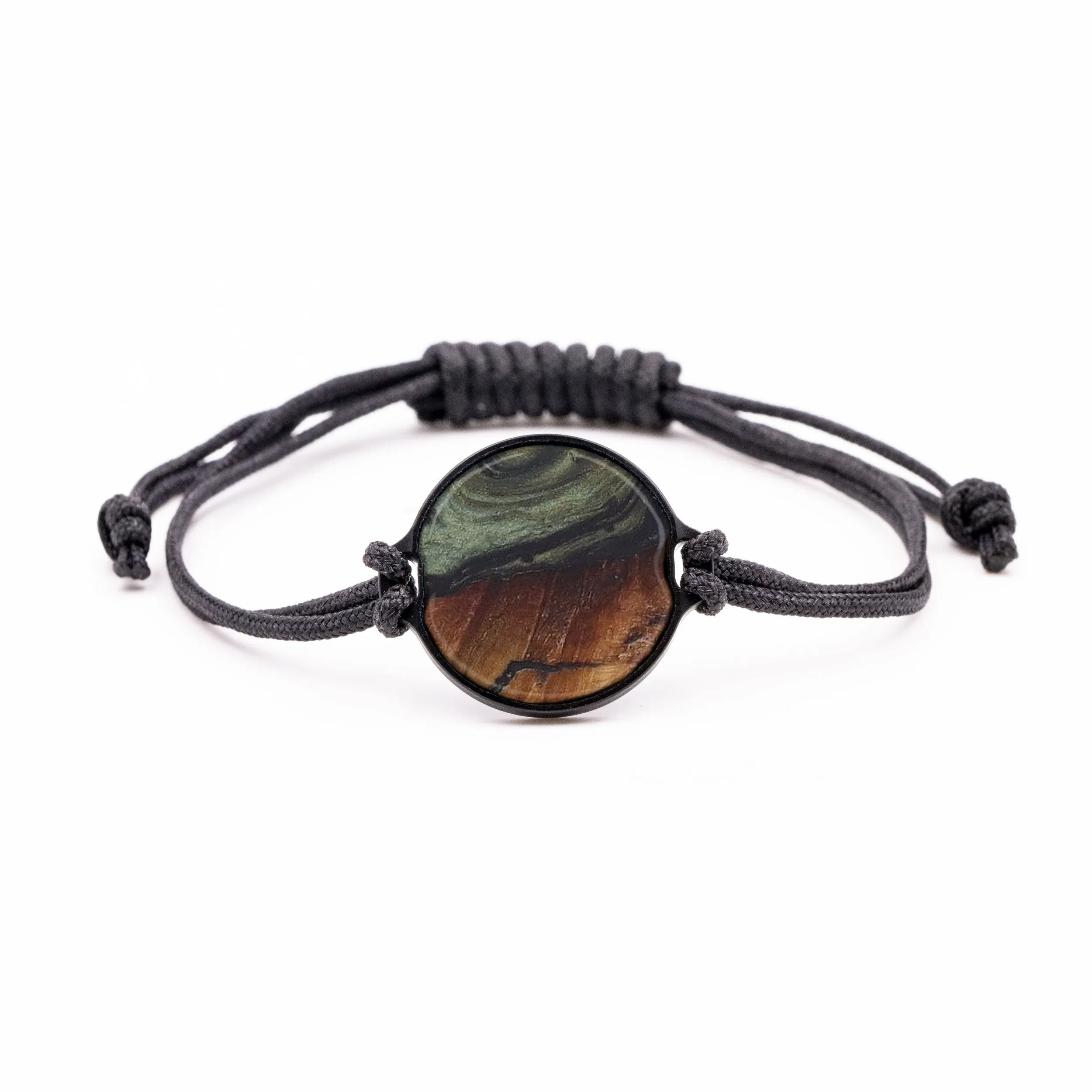 Circle Wood Resin Bracelet - Han (Dark Green, 586936)