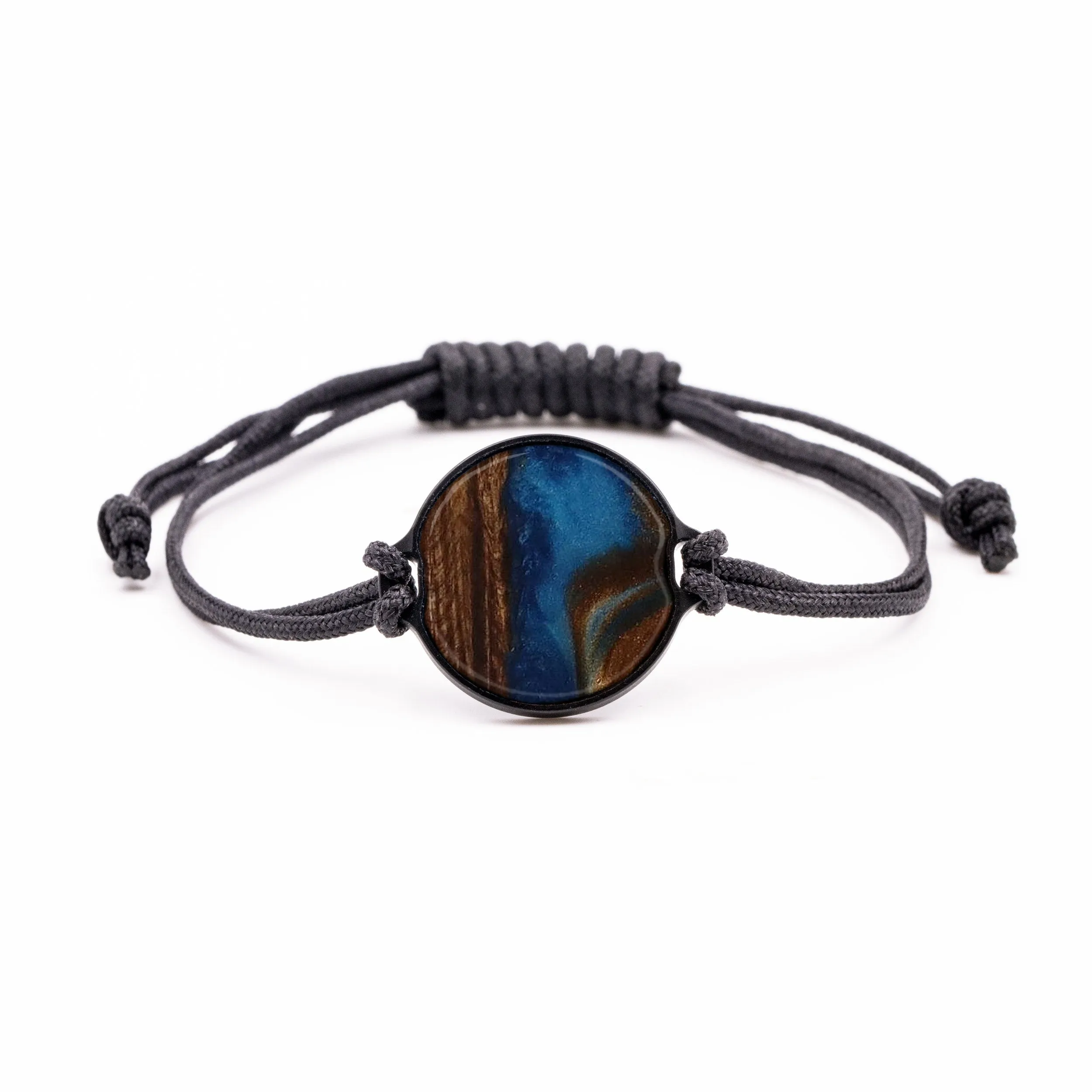 Circle Wood Resin Bracelet - Minor (Teal & Gold, 590483)