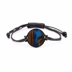 Circle Wood Resin Bracelet - Minor (Teal & Gold, 590483)