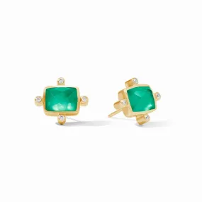 Clara Stud Earrings - Iridescent Emerald Green