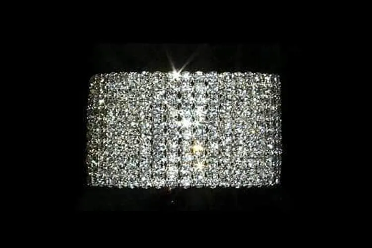 Clear Crystal Rhinestone 10 Row Stretch Bracelet in Silver