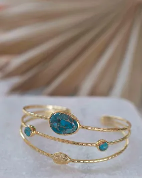 Copper Turquoise ~ Adjustable Bracelet ~ Gold Plated 18k ~ MB049