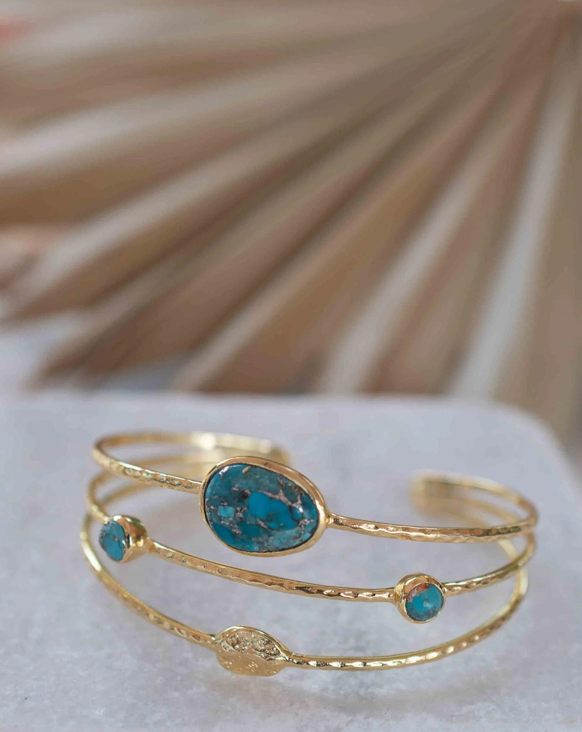 Copper Turquoise ~ Adjustable Bracelet ~ Gold Plated 18k ~ MB049
